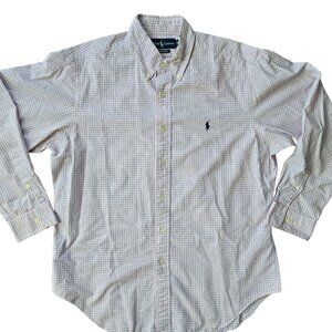 Polo Ralph Lauren Large Pink Gingham Oxford Shirt Classic Fit Pony Logo Prep